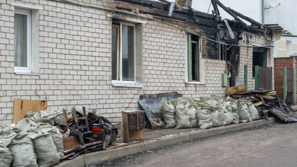 Professional Fire Damage Restoration technician working in Burlington, NJ